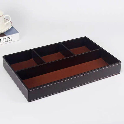 Leather Desktop Organizer Multi-functional Storage Tray Key Jewellery Box