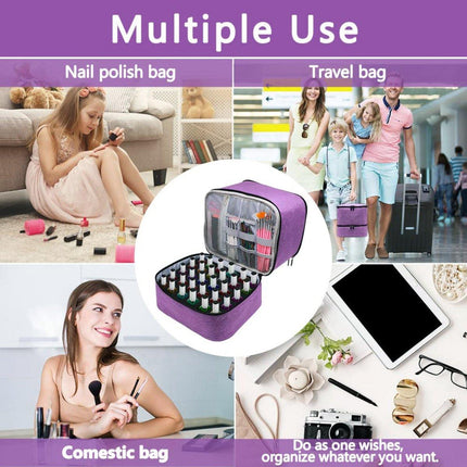 Portable Double Layer Nail Polish Essential Oil Storage Bag Travel Organizer