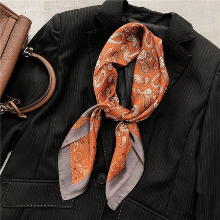 Square Silk Feel Satin Scarf Small Vintage Head Neck Hair Tie Band Women Elegant - Aimall