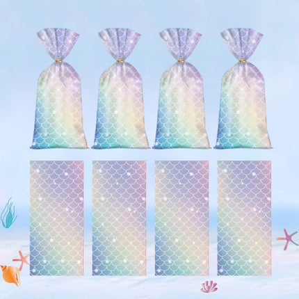 150pcs Mermaid Candy Bags for Kids Birthday Party Christmas Gift Packaging