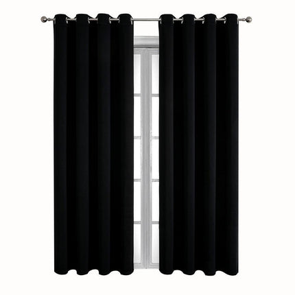 2pcs Semi Blackout Curtain Fabric Solid Colour Home Decor Drapes for Living Room