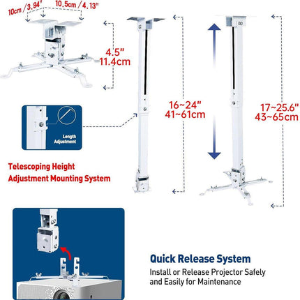 Universal Projector Ceiling Mount Bracket Telescopic Adjustable Lifting Hanger