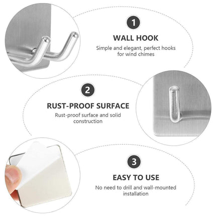 4pcs No Punch Hooks Powerful Adhesive Wall Mounted Metal Kitchen Hooks Set