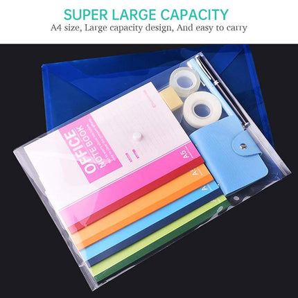 12pcs A4 Plastic File Bag Translucent Document Storage Pouch with Button Closure