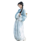 Womens Hanfu Blouse Ink Wash Guofeng Waist Top Eight Panel Skirt Daily Wear