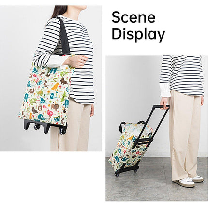 Lightweight Folding Shopping Cart Trolley with Wheels Retractable Tote Bag