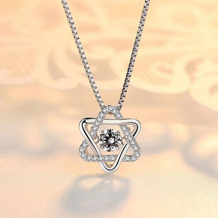 Luxury Six-Pointed Star Necklace for Women Beating Heart Clavicle Chain Girls