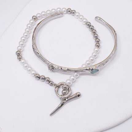 2PCS Luxury OT Buckle Bracelet Set Fashion Jewelry Women High-grade Design