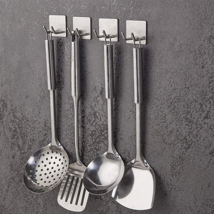 4pcs No Punch Hooks Powerful Adhesive Wall Mounted Metal Kitchen Hooks Set