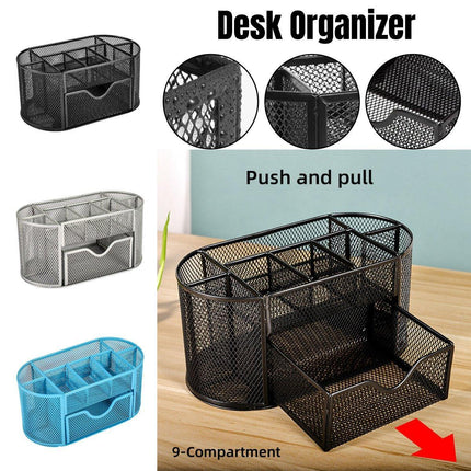 Creative Metal Desktop Pen Holder Multi-function Storage Box Organizer Rack