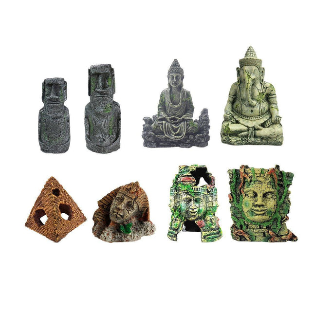 Easter Island Aquarium Ornaments Roman Antique Resin Statue Reptile Decoration