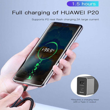 Red+Black Baseus 60W 100W USB C to Type C Charger Cable PD Fast Charge For Samsung - Aimall