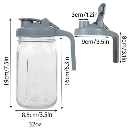 32oz Mason Jar with Lid Carrying Handle Airtight Glass Jar for Drinks or Storage