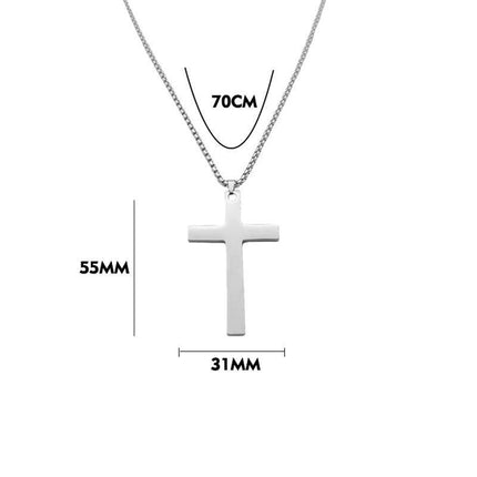 Gold-Plated Stainless Steel Men's Cross Fashion Pendant Necklace with Long Chain - Aimall