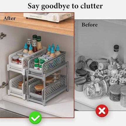 Bathroom Kitchen Sink Storage Rack Drawer Plastic Shelf Seasoning Holder