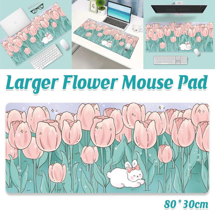 Flower Mouse Pad Oversized Keyboard Desk Pad for Office and Study Work Area