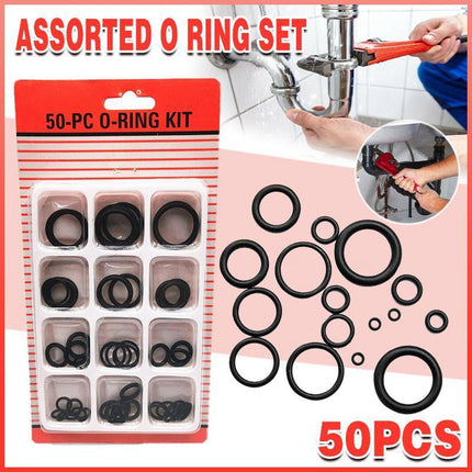 Rubber O-Ring Assortment Kit 50PC- Pack O-Rings Set Automotive Plumbing Seals - Aimall