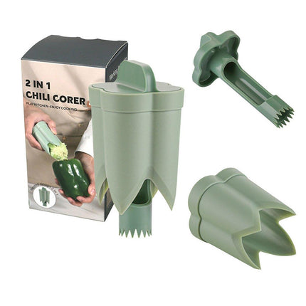 Plastic Pepper Seed Remover Corer Kitchen Utensil Fruit Vegetable Core Pulling