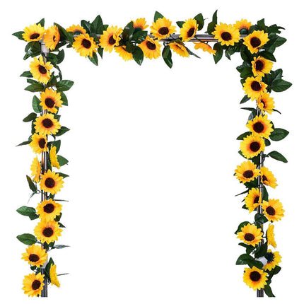4pcs Artificial Sunflower Rattan Decorative Flower Garland Sunflower Vine Decor