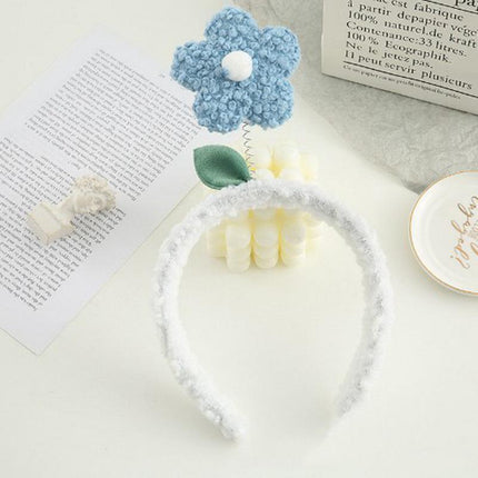 Cute Sunflower Headband Girl Women Party Hair Band Lamb Wool Hoop Clip Face Wash - Aimall