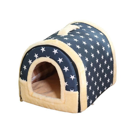 S Size Pet House Kennel Soft Igloo Beds Cave Cat Puppy Bed Warm Cushion Fold - Aimall