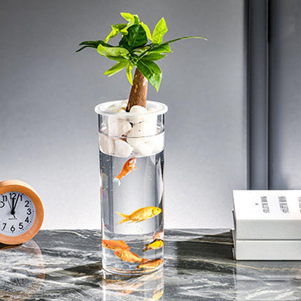 Hydroponic Plant Vase Cylindrical Straight Design Fish Tank for Home Decor