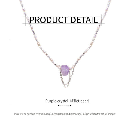 Purple Crystal Pendant Pearl Necklace Elegant Fashion Jewellery Trendy