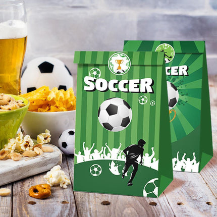 Fashion Football Sport Gift Bags Green Kraft Paper Sticker Set Party Favor Bags