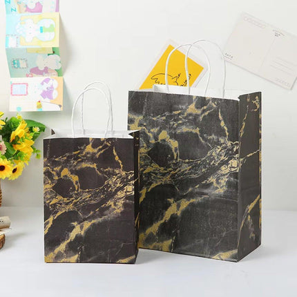 25PCS Marble Series Shopping Paper Bag Luxury Handbag Party Favor Gift Bags Set
