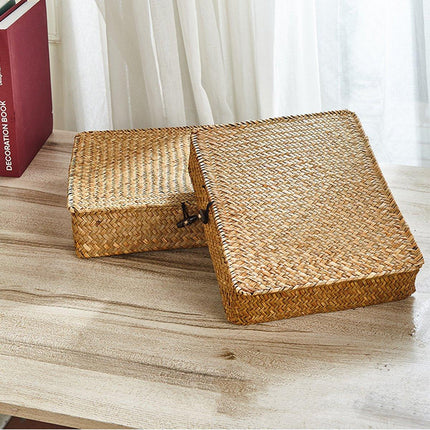 2pcs Storage Basket with Lid Durable Organising Box for Home and Office Use