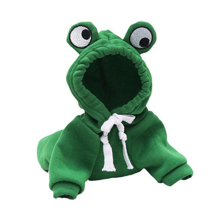 Warm Hooded Cartoon Frog Pet Clothes for Dogs and Cats Autumn Winter Vest