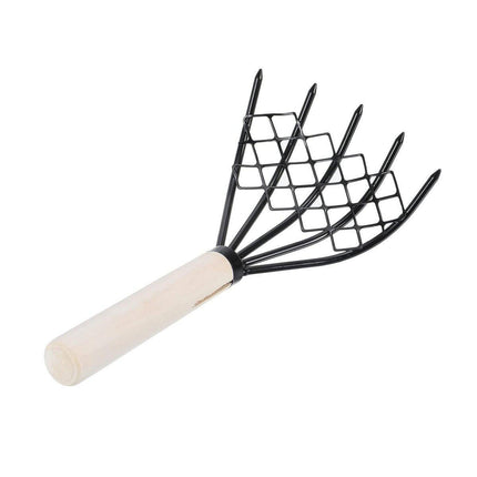 2X Clam Rake Net 5Claw Wood Handle Rake Shell Digging Tool Dig Seafood Tool