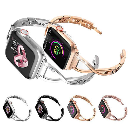 Apple Watch Series 6 5 4 3 2 SE Bling Stainless Steel Bracelet iWatch Band Strap 42/44/45MM - Aimall