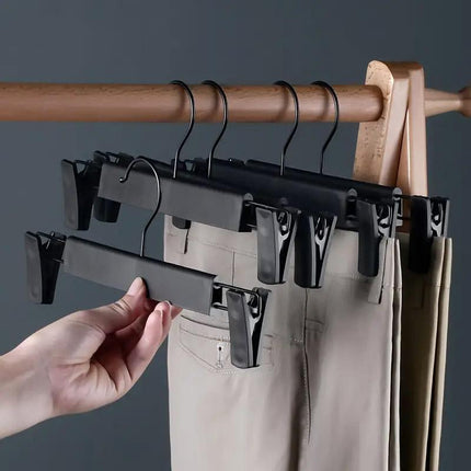 20pcs Black Plastic Pants Hanger Trousers Clips Durable Non Slip Clothes Hanger