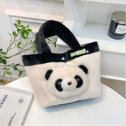 Kids Cartoon Panda Crossbody Bag Plush Ladies Shoulder Bag Cute Panda Design