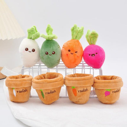Lifelike Plants Potted Radish Stuffed Plush Toys Cartoon Plants kid keychain - Aimall