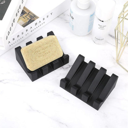 2PCS Silicone Soap Dish Holder Set Non-Slip Draining Soap Box Washable Pad Tray