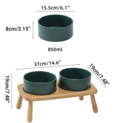 Ceramic Elevated Dog Bowl Anti-Slip Double Bowl for Small Medium Large Dogs