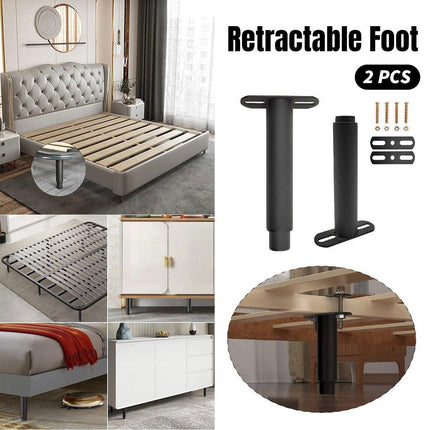 2PCS Bed Legs Adjustable Retractable Heavy Duty Bed Center Frame Support Feet