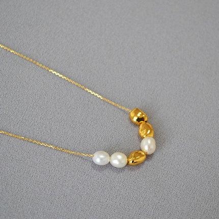 Simple Irregular Freshwater Pearl Necklace and Bracelet Set Elegant Women