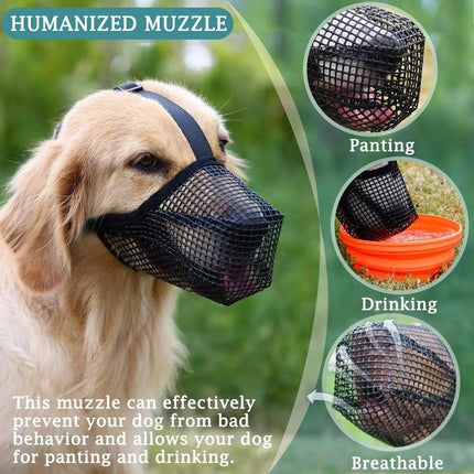 2PCS Adjustable Mesh Pet Dog Muzzle Mask Mouth Cover No Bite Strap Mouth Cover