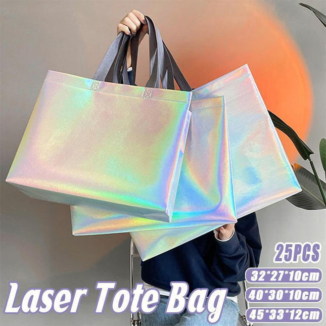 25pcs Laser Color Changing Tote Bags Shopping Gift Bags for Parties and Events
