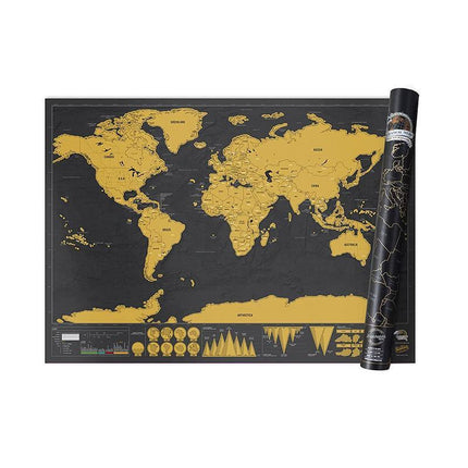 Deluxe Scratch off world Map Interactive large Poster Atlas Travel Decor Gift - Aimall