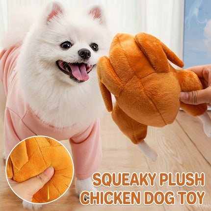 Plush Roast Chicken Dog Toy Squeaky Sound Stuffed Interactive Pet Plaything
