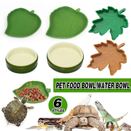 Leaf Shape Reptile Feeding Dish - Natural Food and Water Bowl