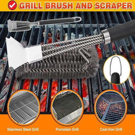 Grill Brush and Scraper 18 Inch Stainless Steel Barbecue Cleaning Brush Wire Bri - Aimall