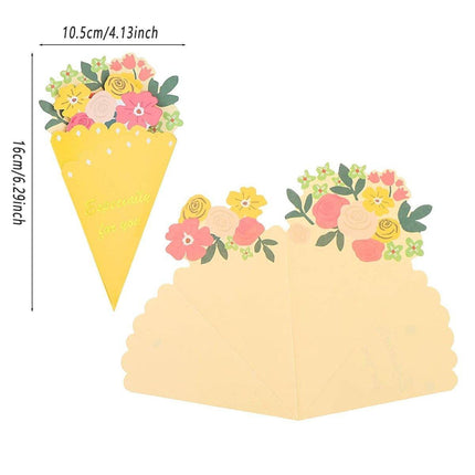 Mother's Day Bouquet Blessing Card 5 Flower Shape Birthday Gift Three-dimensional Creative Card Blessing Card
