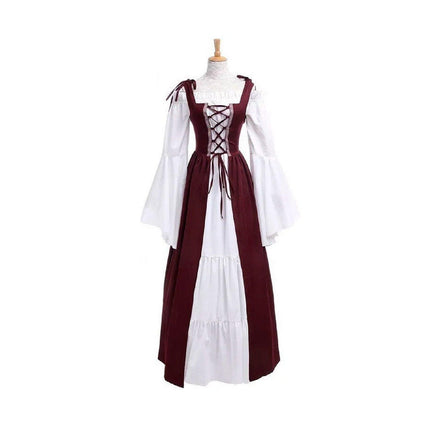 Halloween Costume Amazon Explosions European And American Square Collar Bundle Waist Medieval Renaissance Retro Dress