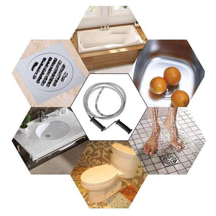 5M Manual Plumber's Drain Snake Cleaner Unblocker for Sink Waste Pipe Sewer - Aimall