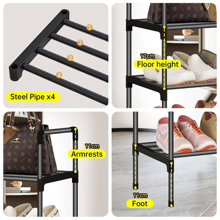 4-Tier Metal Shoe Rack Organizer Dustproof Shoe Cabinet Storage Shelf for Home